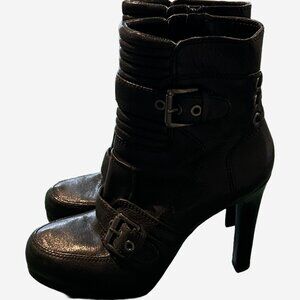 Nine West Black Heeled Moto Ankle Booties